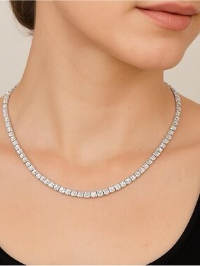 Marchesa Silver-Tone Clear Stone Tennis Necklace